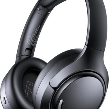 Hybrid Active Noise Cancelling Headphones 120H Playtime Wireless Headphones Bluetooth 6.0 Over Ear Headphones with 6 ENC HD Call Mic, Hi-Res 360° Spatial Audio ANC Headphone for Travel Workout Black