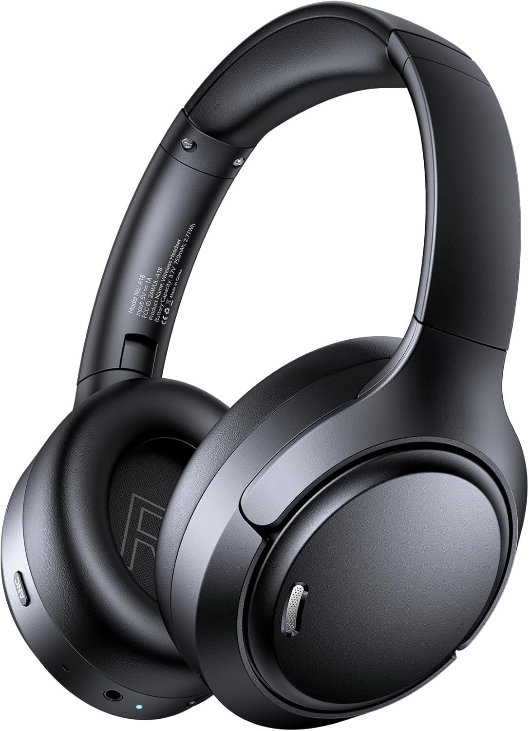 Hybrid Active Noise Cancelling Headphones 120H Playtime Wireless Headphones Bluetooth 6.0 Over Ear Headphones with 6 ENC HD Call Mic, Hi-Res 360° Spatial Audio ANC Headphone for Travel Workout Black